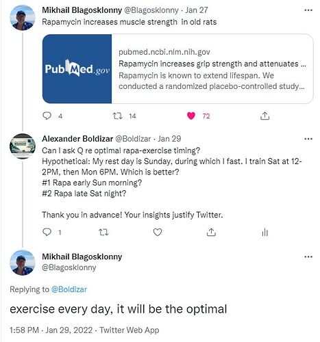 blagosklonny on exercise