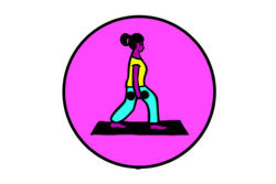 Illustration of someone exercising on a mat.